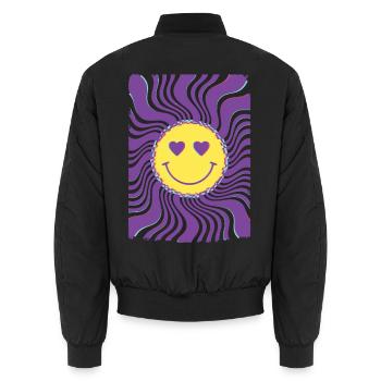 Psychedelisches Festival-Hippie-Batik-Rave-Techno - Unisex Bomberjacke - Schwarz - Hinten - AI Model Male 185 light (185cm)