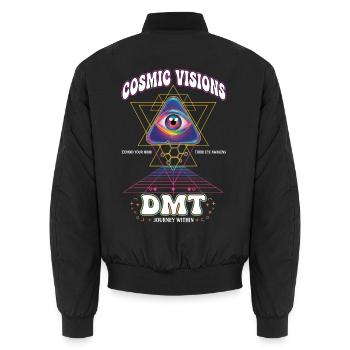Psychedelisches Festival Cosmic Visions DMT Journey Within - Unisex Bomberjacke - Schwarz - Hinten - AI Model Male 185 light (185cm)