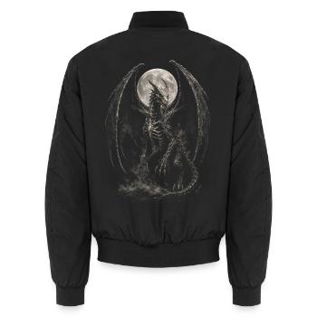 Skelett Drache Fantasy - Unisex Bomberjacke - Schwarz - Hinten - AI Model Male 185 light (185cm)