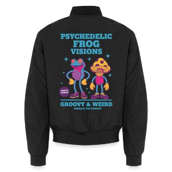 Trippy Goa Trance Frosch Visionen Groovy Weird - Unisex Bomberjacke - Schwarz - Hinten - AI Model Male 185 light (185cm)