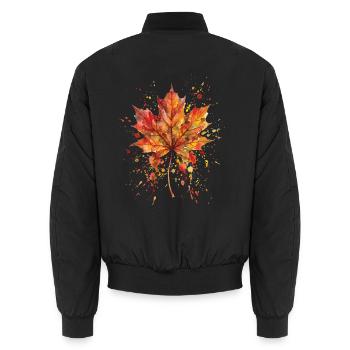 Indian Summer | Autumn Vibes | Herbstblatt - Unisex Bomberjacke - Schwarz - Hinten - AI Model Male 185 light (185cm)