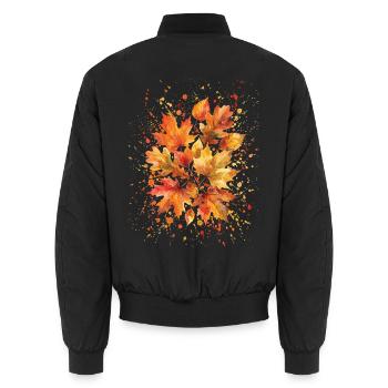 Indian Summer | Autumn Vibes | Herbstlaub - Unisex Bomberjacke - Schwarz - Hinten - AI Model Male 185 light (185cm)