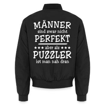 Puzzler Männer - Unisex Bomberjacke - Schwarz - Hinten - AI Model Male 185 light (185cm)
