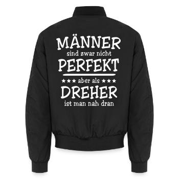 Dreher Männer - Unisex Bomberjacke - Schwarz - Hinten - AI Model Male 185 light (185cm)