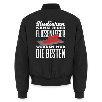 Fliesenleger Sprüche Lustiges Handwerker Design - Unisex Bomberjacke - Schwarz - Hinten - AI Model Male 185 light (185cm)