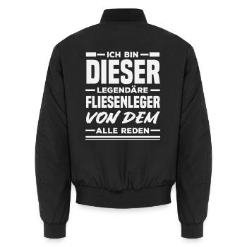 Fliesenleger Sprüche Lustiges Handwerker Design - Unisex Bomberjacke - Schwarz - Hinten - AI Model Male 185 light (185cm)