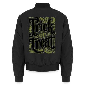 Trick or Treat Halloween Kostüm - Unisex Bomberjacke - Schwarz - Hinten - AI Model Male 185 light (185cm)