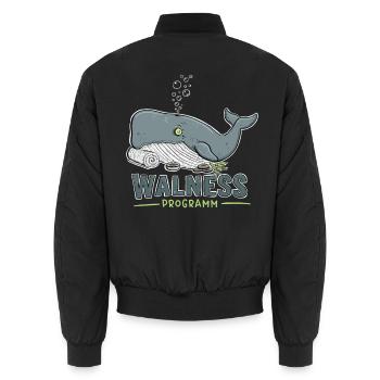 Walness Programm Wal Wellness Wortspiel - Unisex Bomberjacke - Schwarz - Hinten - AI Model Male 185 light (185cm)