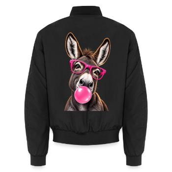 Âne Cool avec Lunettes Roses et Bubble Gum - Unisex Bomberjacke - Schwarz - Hinten - AI Model Male 185 light (185cm)