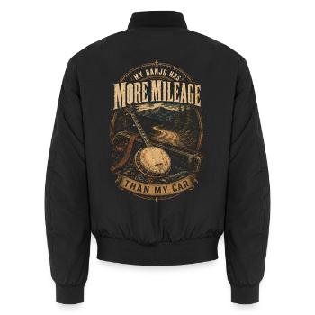Bluegrass Musik Banjo Has More Mileage Than My Car - Unisex Bomberjacke - Schwarz - Hinten - AI Model Male 185 light (185cm)