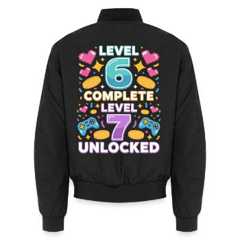 Level 6 Komplett Level 7 Freigeschaltet - Unisex Bomberjacke - Schwarz - Hinten - AI Model Male 185 light (185cm)