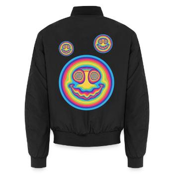 Hippie-Musik Psychedelisch-Pilz-Batik-Rave-Techno - Unisex Bomberjacke - Schwarz - Hinten - AI Model Male 185 light (185cm)