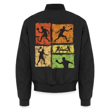 Vintage Tischtennis Moves für Ping-Pong Spieler - Unisex Bomberjacke - Schwarz - Hinten - AI Model Male 185 light (185cm)