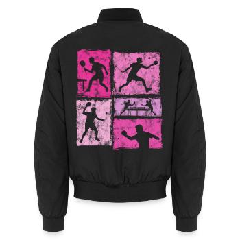 Tischtennis Moodboard für Ping-Pong Spielerinnen - Unisex Bomberjacke - Schwarz - Hinten - AI Model Male 185 light (185cm)