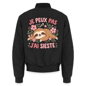 Je peux pas jai sieste humor paresseux marrant - Unisex Bomberjacke - Schwarz - Hinten - AI Model Male 185 light (185cm)
