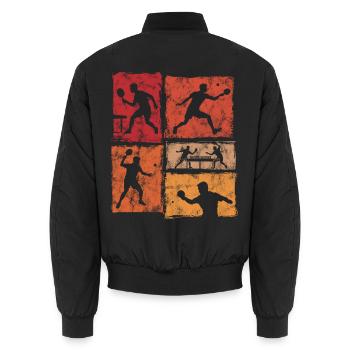 Retro Tischtennis Moves für Ping-Pong Spieler - Unisex Bomberjacke - Schwarz - Hinten - AI Model Male 185 light (185cm)