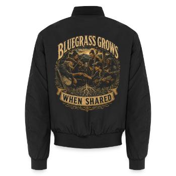 Bluegrass Grows When Shared - Unisex Bomberjacke - Schwarz - Hinten - AI Model Male 185 light (185cm)