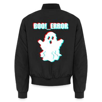 3D Glitch Ghost Boo Error Halloween Streetwear - Unisex Bomberjacke - Schwarz - Hinten - AI Model Male 185 light (185cm)