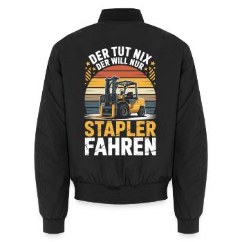 Staplerfahrer aus Leidenschaft - Unisex Bomberjacke - Schwarz - Hinten - AI Model Male 185 light (185cm)
