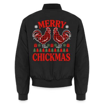 Merry Chickmas – Christmas Sweater für Hühner Fans - Unisex Bomberjacke - Schwarz - Hinten - AI Model Male 185 light (185cm)