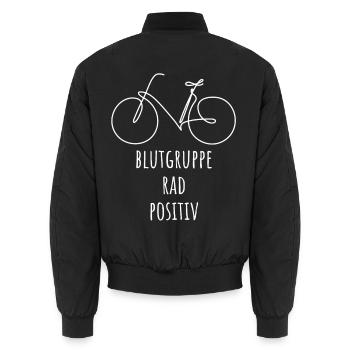 Blutgrupe Rad positiv | Fahrrad handgezeichnet - Unisex Bomberjacke - Schwarz - Hinten - AI Model Male 185 light (185cm)