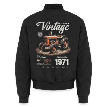 Oldtimer Traktor Bauer Geburtstag Jahrgang 1971 - Unisex Bomberjacke - Schwarz - Hinten - AI Model Male 185 light (185cm)