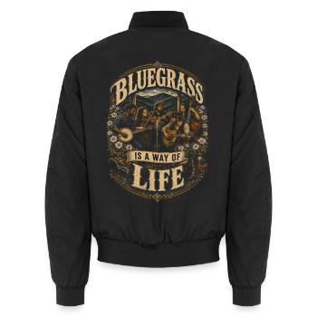 Bluegrass Musik - Unisex Bomberjacke - Schwarz - Hinten - AI Model Male 185 light (185cm)