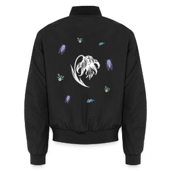Verwelkteblumenwirbel – Botanische Kunst - Unisex Bomberjacke - Schwarz - Hinten - AI Model Male 185 light (185cm)