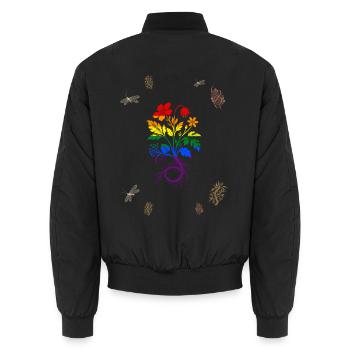 Wurzelschlinge – Botanische Kunst LGBTQ - Unisex Bomberjacke - Schwarz - Hinten - AI Model Male 185 light (185cm)