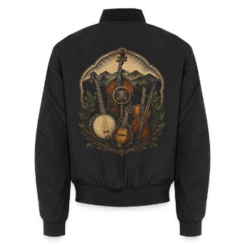 Bluegrass Musik - Unisex Bomberjacke - Schwarz - Hinten - AI Model Male 185 light (185cm)