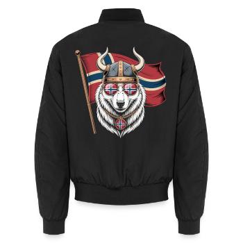 Viking Wolf Norway - Unisex Bomberjacke - Schwarz - Hinten - AI Model Male 185 light (185cm)