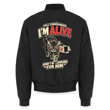 Schrödingers Katze Alive Physik Humor Shirt - Unisex Bomberjacke - Schwarz - Hinten - AI Model Male 185 light (185cm)
