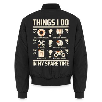 Dinge, die ich in meiner Freizeit beim Schlammen mache - Unisex Bomberjacke - Schwarz - Hinten - AI Model Male 185 light (185cm)