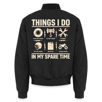 Dinge, die ich in meiner Freizeit mache beim Schlammen - Unisex Bomberjacke - Schwarz - Hinten - AI Model Male 185 light (185cm)