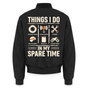 Dinge, die ich in meiner Freizeit mache beim Schlammen - Unisex Bomberjacke - Schwarz - Hinten - AI Model Male 185 light (185cm)