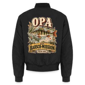 Opa Angeln Barsch Mission Geschenk Shirt - Unisex Bomberjacke - Schwarz - Hinten - AI Model Male 185 light (185cm)