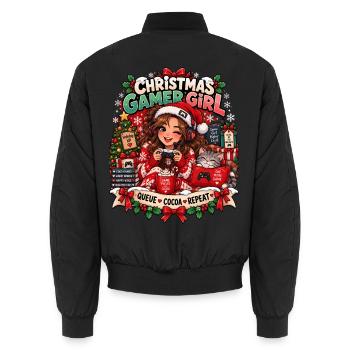 Weihnachts Gamerin Pixelkunst - Unisex Bomberjacke - Schwarz - Hinten - AI Model Male 185 light (185cm)