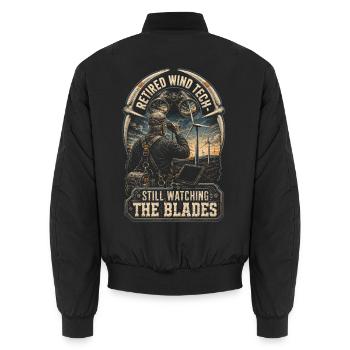 Windkraftanlagen Techniker Windkrafttechniker - Unisex Bomberjacke - Schwarz - Hinten - AI Model Male 185 light (185cm)