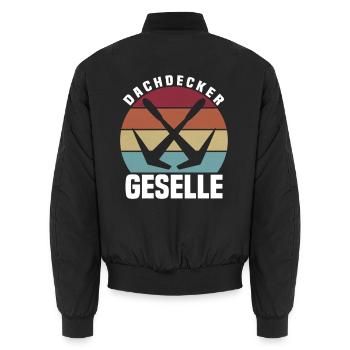 Dachdecker Geselle  - Unisex Bomberjacke - Schwarz - Hinten - AI Model Male 185 light (185cm)