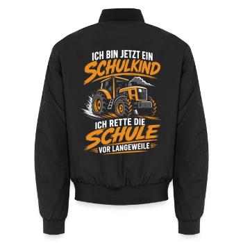Ich bin jetzt Schulkind Traktor - Unisex Bomberjacke - Schwarz - Hinten - AI Model Male 185 light (185cm)
