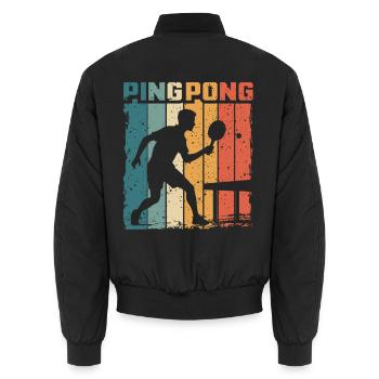 Retro Ping-Pong-Spieler Für Tischtennis-Champions - Unisex Bomberjacke - Schwarz - Hinten - AI Model Male 185 light (185cm)