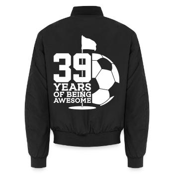 39 JAHRE FUßBALLGOLF 39. GEBURTSTAG - Unisex Bomberjacke - Schwarz - Hinten - AI Model Male 185 light (185cm)