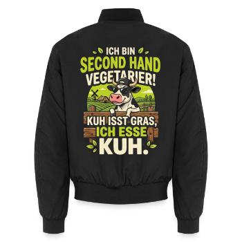 Ich bin Second Hand Vegetarier! - Unisex Bomberjacke - Schwarz - Hinten - AI Model Male 185 light (185cm)