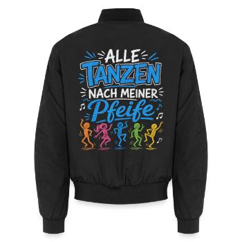 Alle tanzen nach meiner Pfeife - Schiri - Unisex Bomberjacke - Schwarz - Hinten - AI Model Male 185 light (185cm)