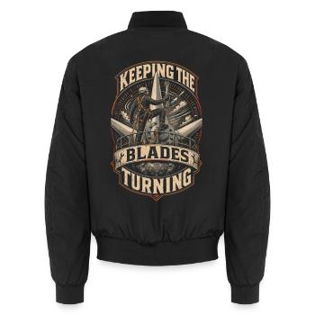 Windkraftanlagen Keeping The Blades Turning - Unisex Bomberjacke - Schwarz - Hinten - AI Model Male 185 light (185cm)