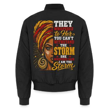 Sturmherrin Mut und Kraft - Unisex Bomberjacke - Schwarz - Hinten - AI Model Male 185 light (185cm)