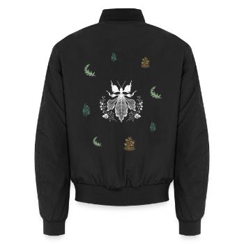 Blattinsekt & Wacholder - Botanische Kunst - Unisex Bomberjacke - Schwarz - Hinten - AI Model Male 185 light (185cm)