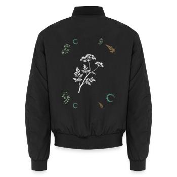 Doldenblume & Beerenranke - Botanische Kunst - Unisex Bomberjacke - Schwarz - Hinten - AI Model Male 185 light (185cm)