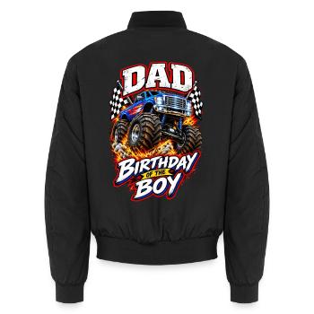 Dad of the Birthday Boy Monster Truck Birthday - Unisex Bomberjacke - Schwarz - Hinten - AI Model Male 185 light (185cm)