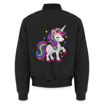 Unicorn Colorful Polka Dots  - Unisex Bomberjacke - Schwarz - Hinten - AI Model Male 185 light (185cm)